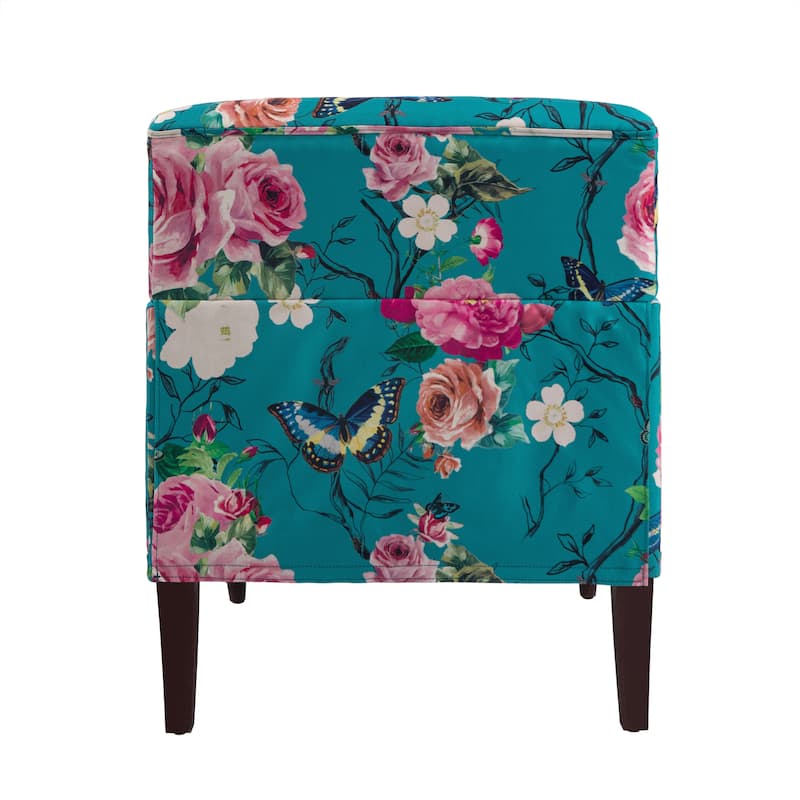Stripe Linen Accent Arm Chair with Nailhead Trim and Wood Legs