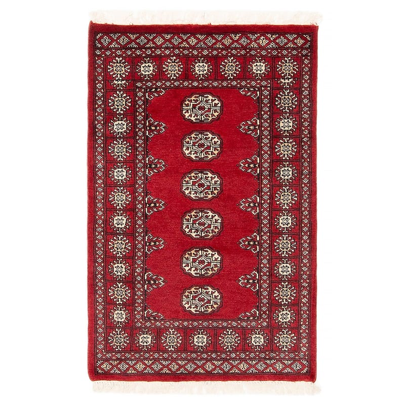 ECARPETGALLERY Hand-knotted Finest Peshawar Bokhara Red Wool Rug - 2'7 x 4'0 - Red - 2'7 x 4'0