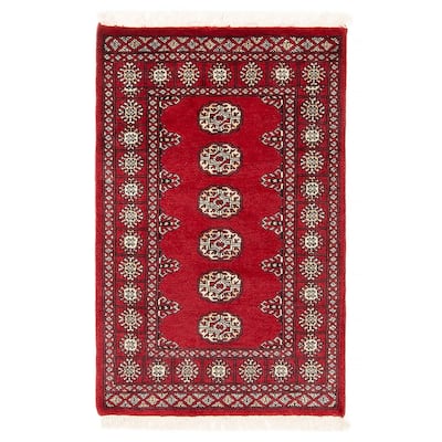 ECARPETGALLERY Hand-knotted Finest Peshawar Bokhara Red Wool Rug - 2'7 x 4'0