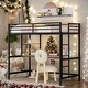 preview thumbnail 1 of 12, Modern Style Twin Metal Loft Bed with Desk, Shelve, 4-step Ladder and Guardrail, Creative Structure & Good Stability, Espresso Espresso
