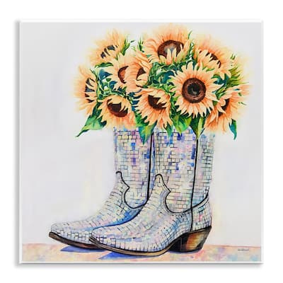 Stupell Sunflower Filled Cowgirl Boots Wall Plaque Art Design By Amanda Greenwood