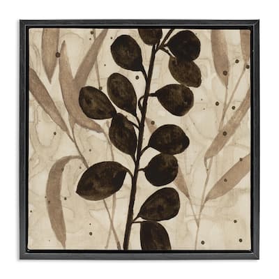 Stupell Beige & Brown Natural Leaves Framed Floater Canvas Wall Art Design By Krinlox