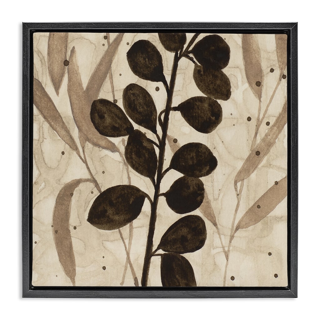 Stupell Beige & Brown Natural Leaves Framed Floater Canvas Wall Art Design By Krinlox