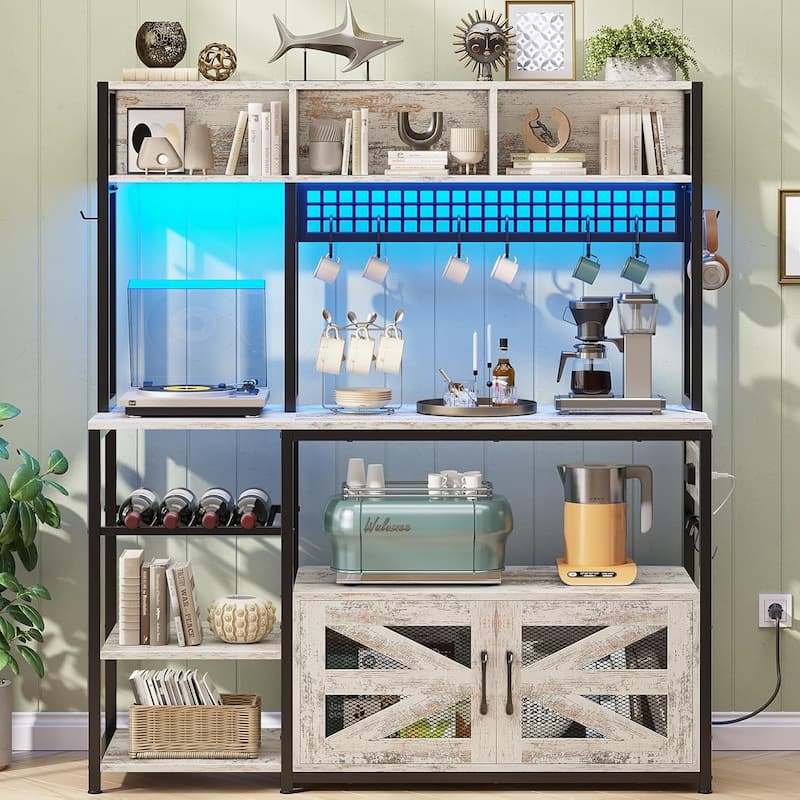 Baker's Rack Coffee Bar Cabinet Microwave Stand Kitchen Cabinet