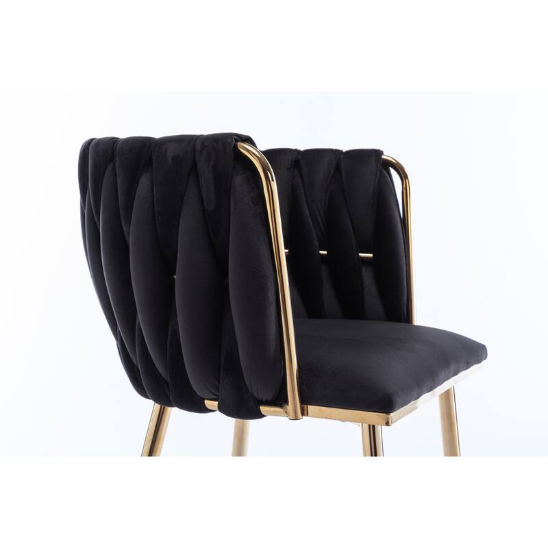 Modern Velvet 2 Piece Kitchen Dining Chair Set with Cushion, Backrest, Metal Legs for Dining Room Kitchen Living Room Bedroom