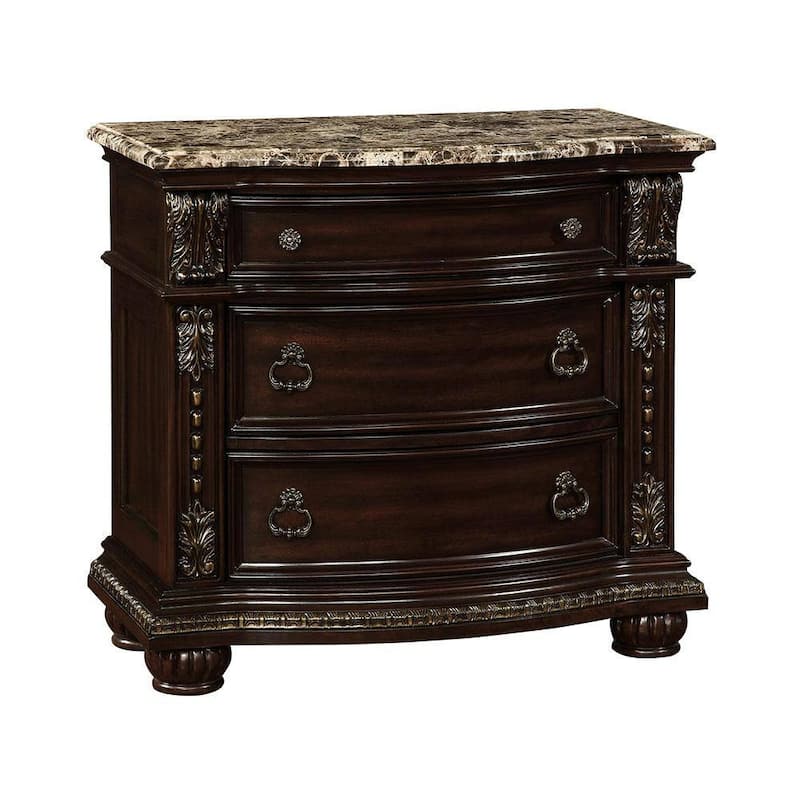 1pc Nightstand Solid wood 3-Drawers