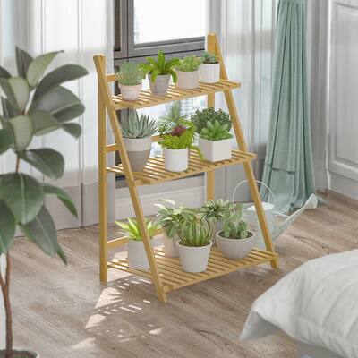 3 Tier 27.6-In Wood Plant Stand for Home and Garden