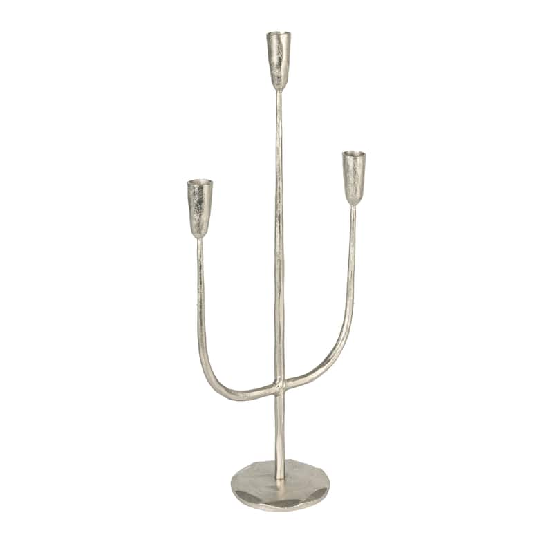 Hand-Forged Metal Candelabra - 9.5"L x 4.0"W x 21.5"H - Black