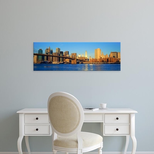 Easy Art Prints Panoramic Image 'Sunset view of Manhattan, Queens over East River, New York City, NY' Canvas Art