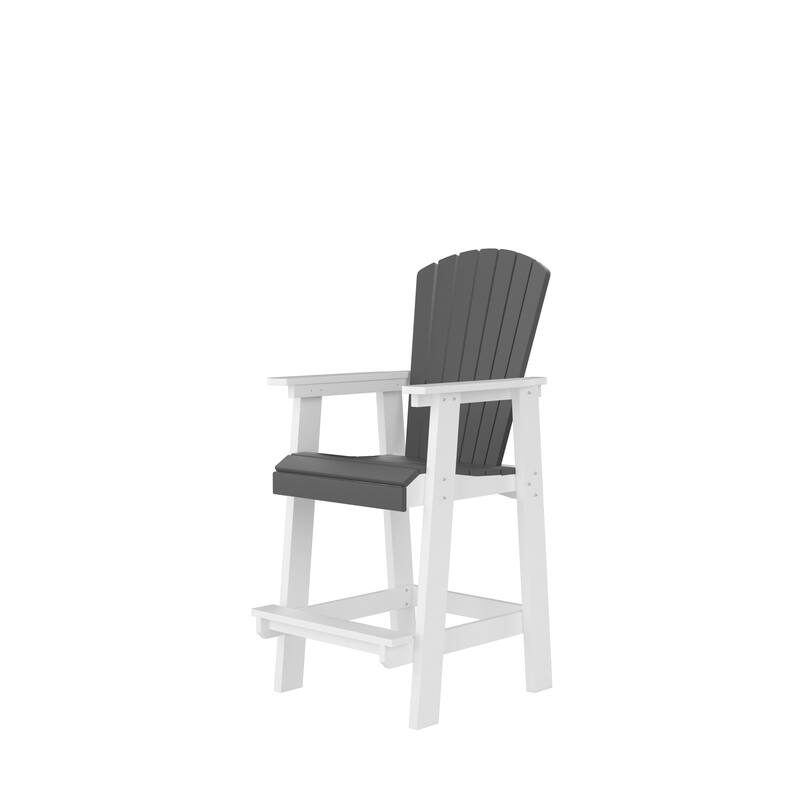 Outdoor Tall Adirondack Chairs Set of 2, All-Weather Balcony Chair Widened Arms High Backrest, Patio Bar Stool Chair