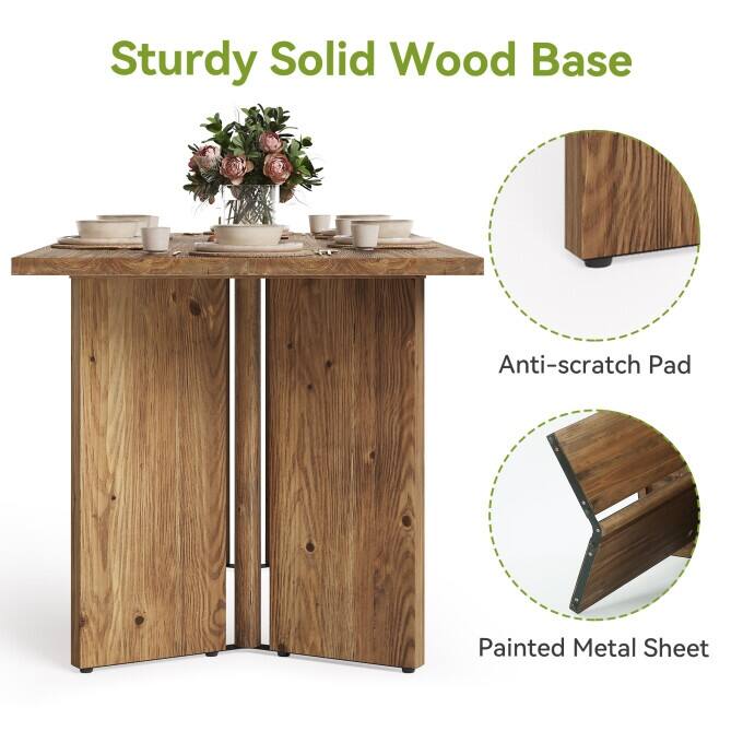 63-Inch Long Dining Room Table, Solid Wood Kitchen Table