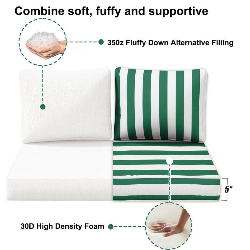 Outdoor Loveseat Cushion Set (Set of 1 Seats,48x24in, 2 Backs,24x18in )