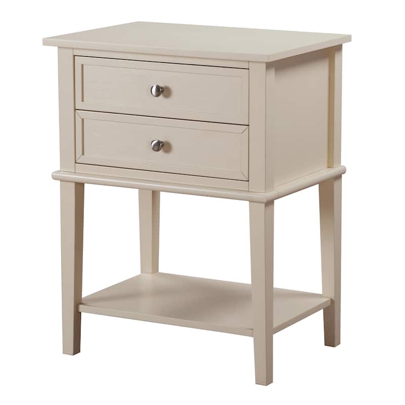 Modern 22-in Metal Hand Holder 2-Drawer Wood Nightstand with Shelf