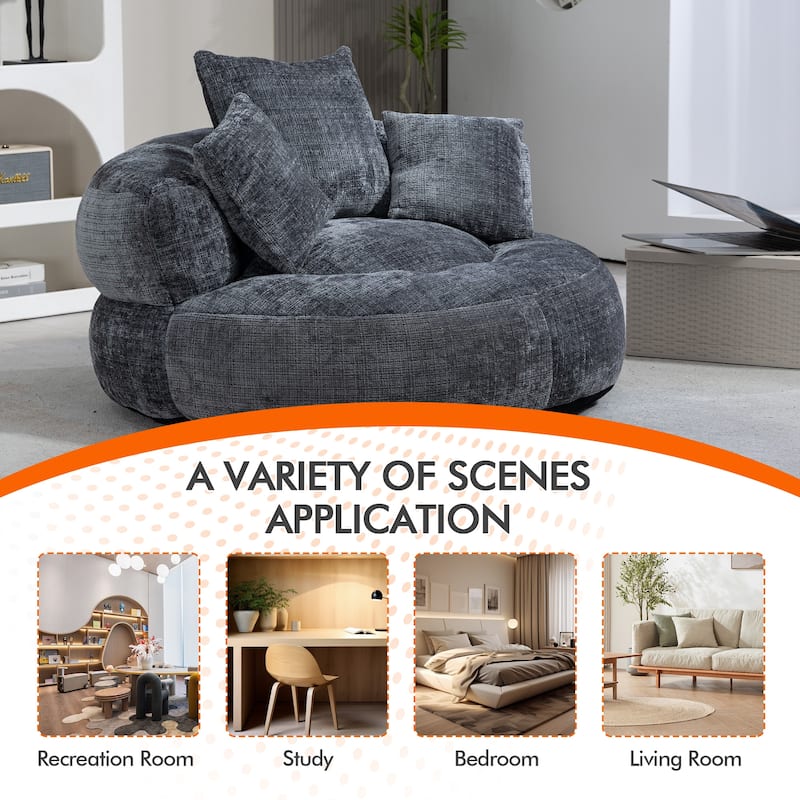 HOMEFUN Chenille Upholstered Durable Comfort Lounger High Back Bean Bag Chair