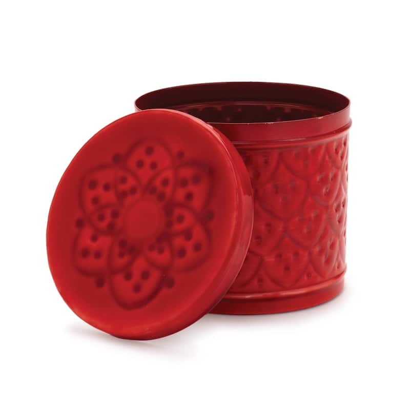Red Metal Container with Lid (Set of 2)