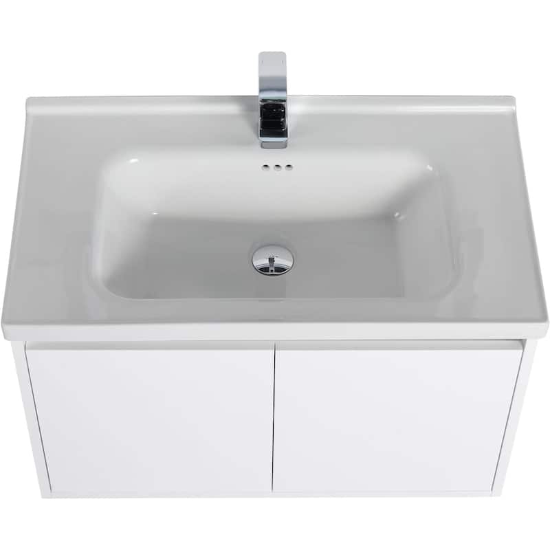 Blossom 32" Floating Bathroom Vanity with Ceramic Sink & Storage
