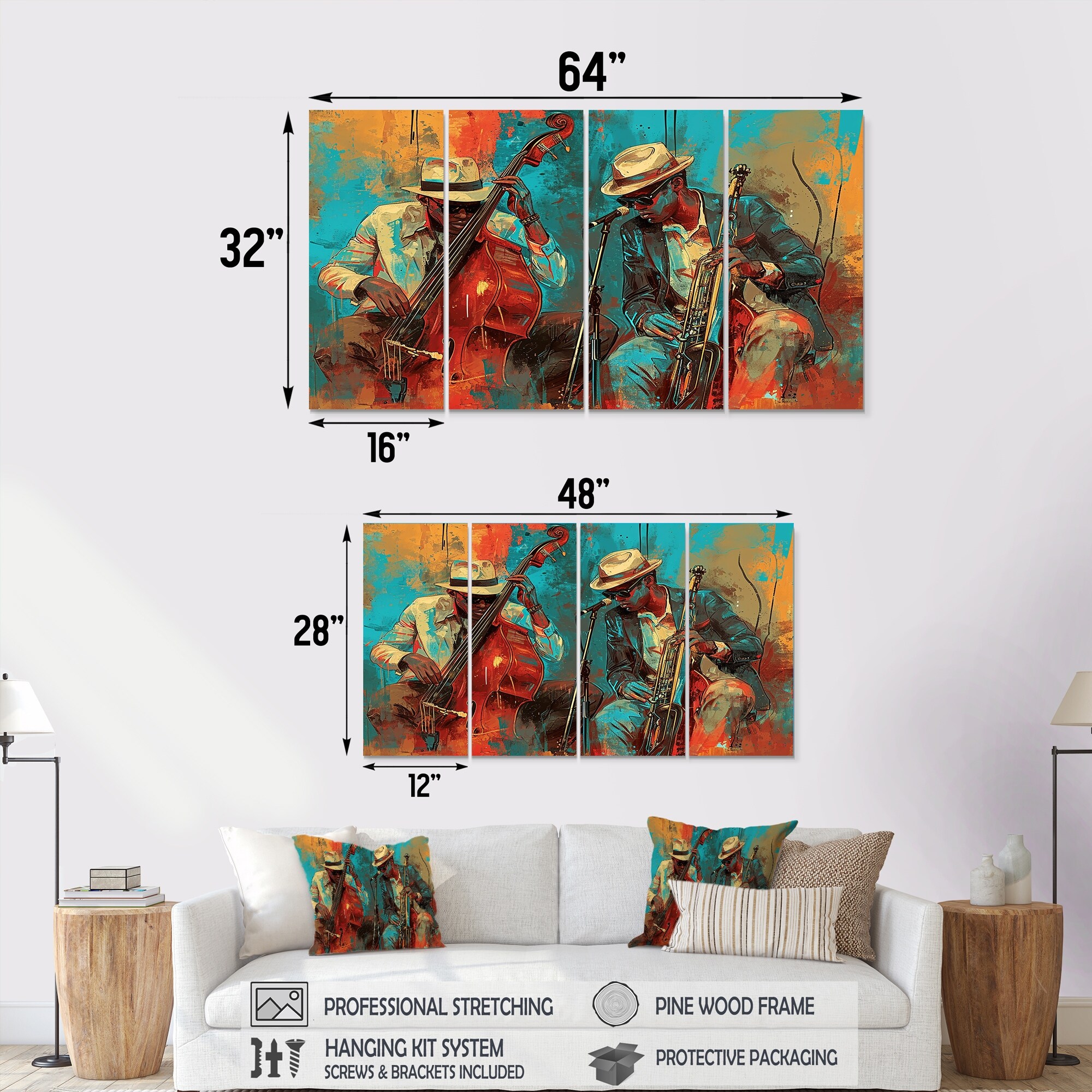 Designart - 2 Musicians - Musician Extra Large Wall Art Set