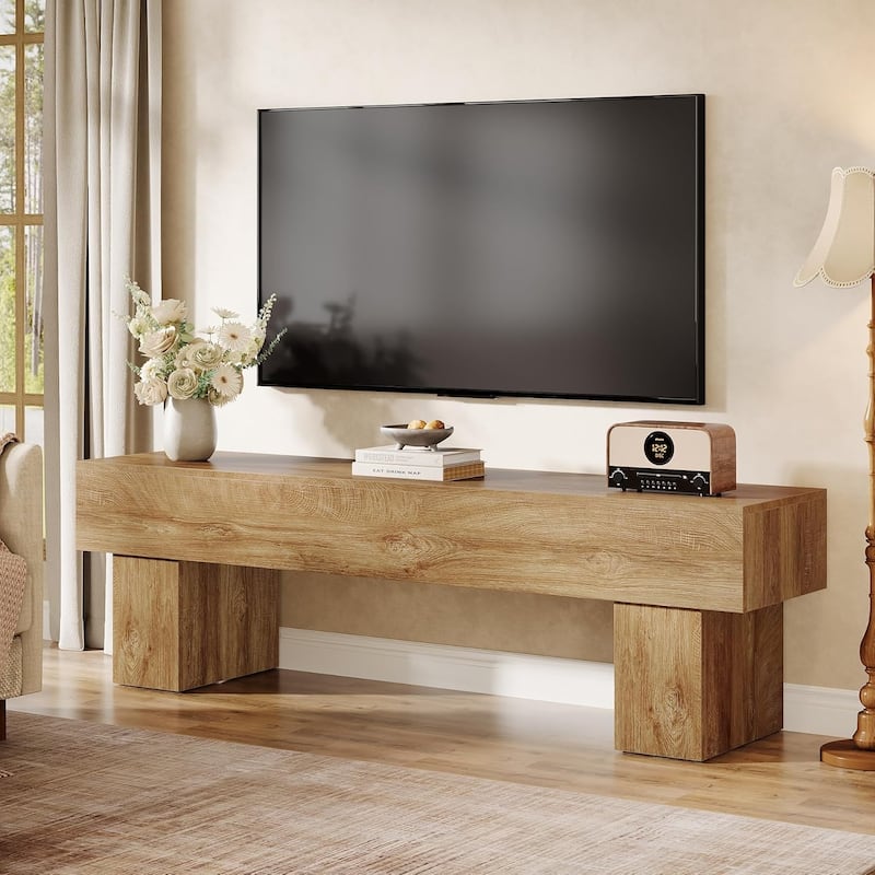 63" TV Stand, Low TV Console Table for 55/60/65 Inches - Brown