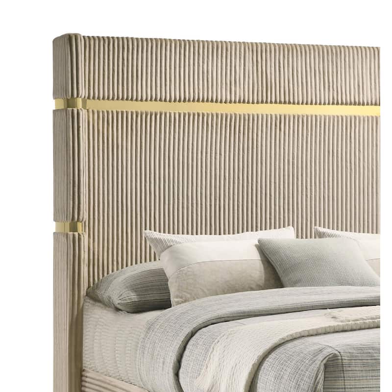 Chesney Beige Upholstered Panel Bed