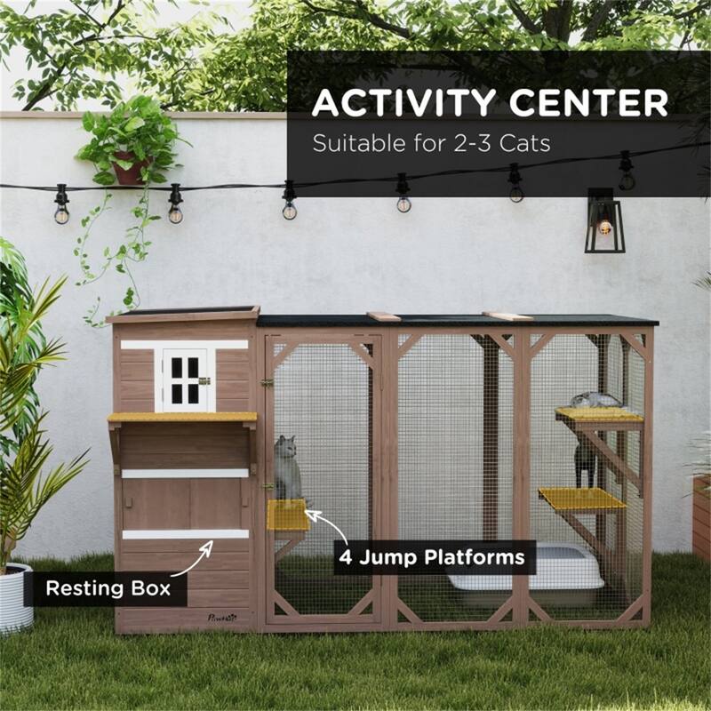 Pet Stairs and Cat Climbing Tower with Spacious Interior and Durable Design - 76" L x 39.25" W x 45.25" H