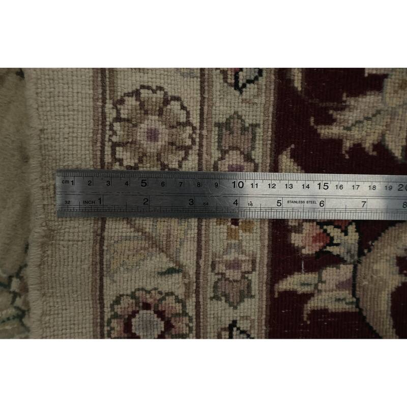 Hand Knotted Oriental 100% Wool Carpet Traditional Floral Beige & Ivories Tabriz Area Rug - 12' 2'' X 9' 2''