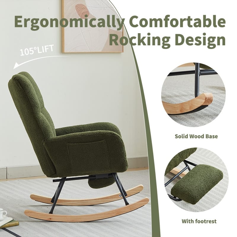 Modern Nursery Upholstered High Back Rocking Chair