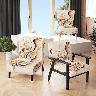 Designart "Brown And Black Movement IV" Upholstered Modern & Contemporary Accent Chair and Modern & Contemporary Arm Chair