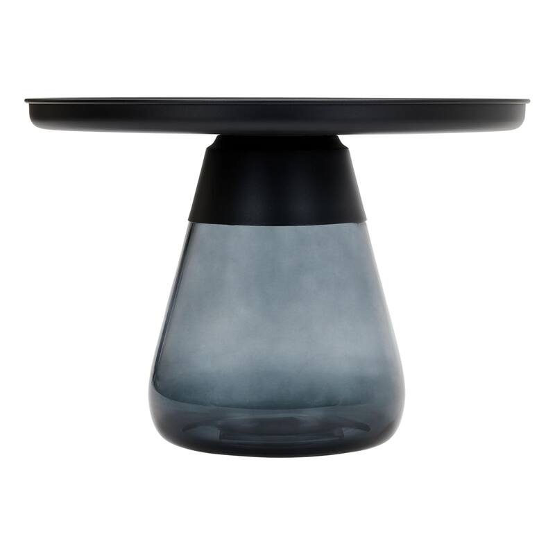 24" Matte Black Tray Top Aeryn Nesting Tabl With Smoky Gray Glass Base - 24x17