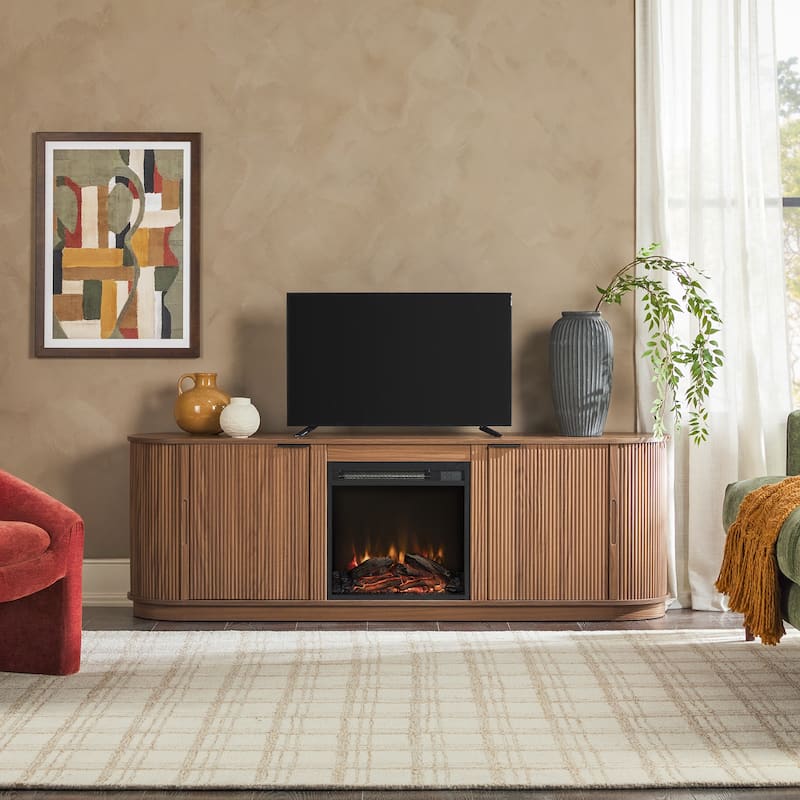 Middlebrook Designs Modern Reeded 70-inch Fireplace TV Stand - Mocha