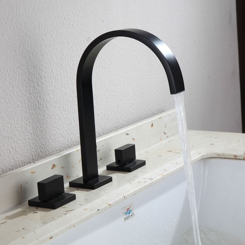 High Arc Bathroom Faucet 3 Holes 2 Handles Bathroom Sink Faucet