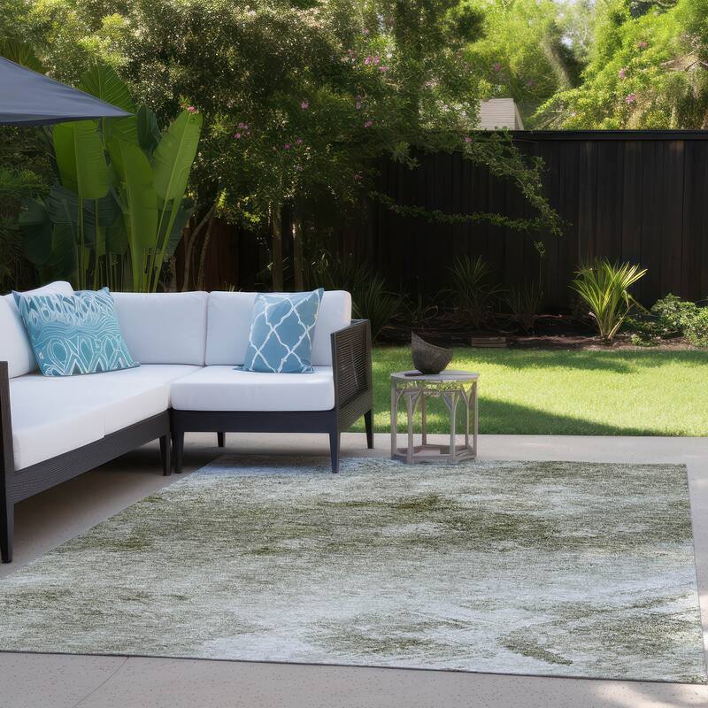 Machine Washable Indoor/ Outdoor Chantille Abstract Watercolor Rug