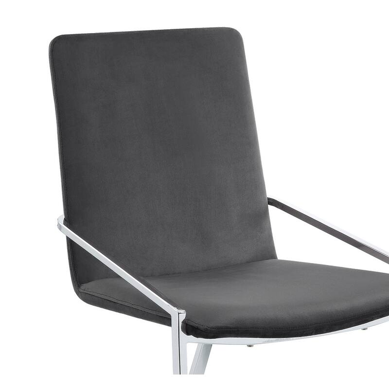 Zlatan Gray Velvet & Chrome Finish Side Chair (Set of 2)