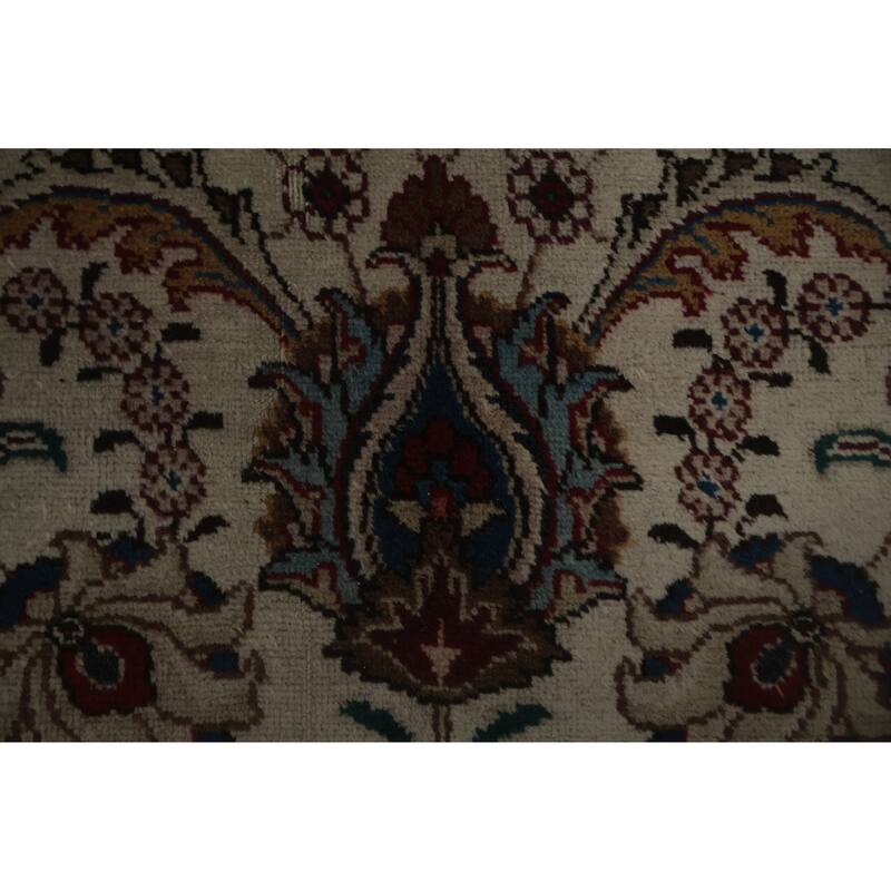 Hand Knotted Oriental 100% Wool Carpet Traditional Floral Beige & Ivories Tabriz Area Rug - 11' 2'' X 8' 4''