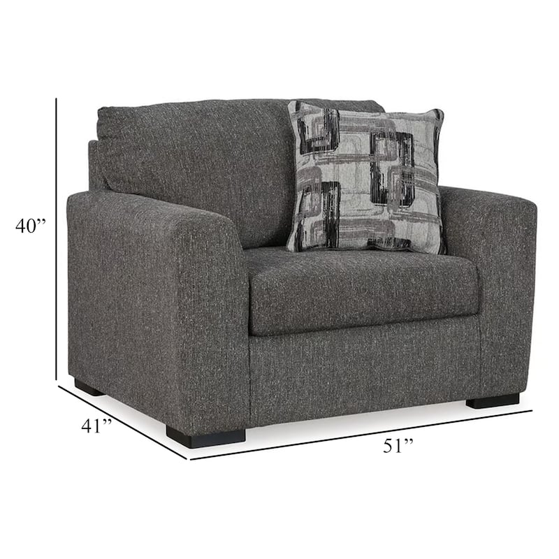 Iqay Oversized Accent Chair, 1 Throw Pillow, Pewter Gray Polyester