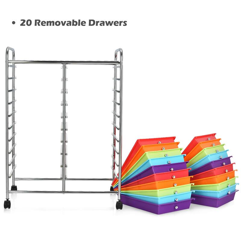Costway 20 Drawers Rolling Cart Storage Scrapbook Paper Studio - See Details