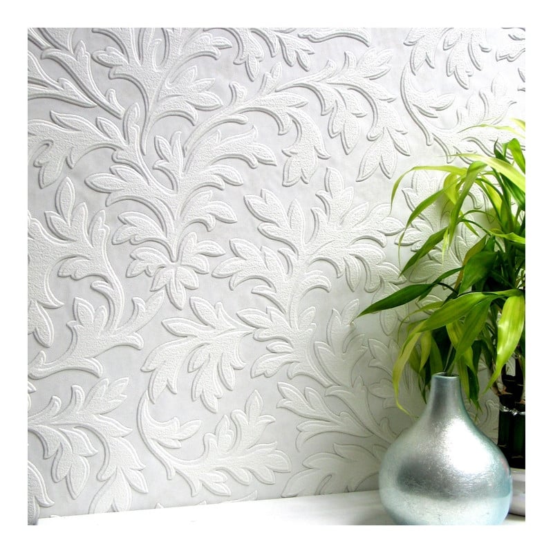 Brewster High Leaf Paintable Textured Vinyl Wallpaper - 20.9 x 396 x 0.025