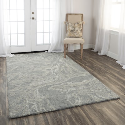 Alora Decor Peace Beige and Wave-Patterned Hand-tufted Wool Rug