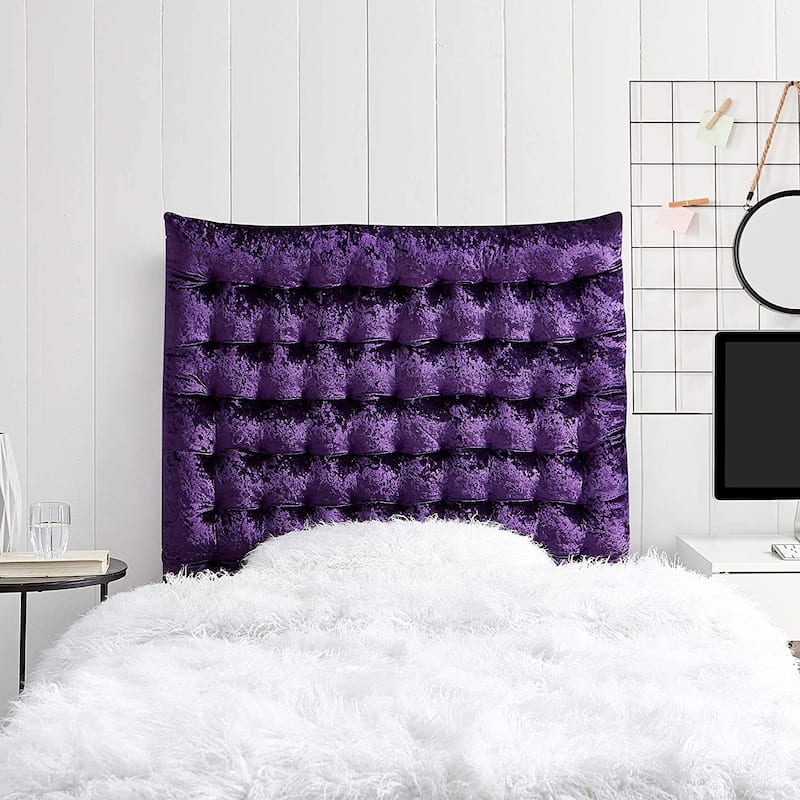 Rainha® Cushion Tufted Velvet Crush College Headboard by DormCo - Dark Purple Reign