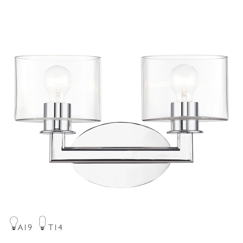 Livex Lighting 2-light Polished Chrome Vanity Sconce, 17912-05 - 16" W 9.75" H 3.9" EXT