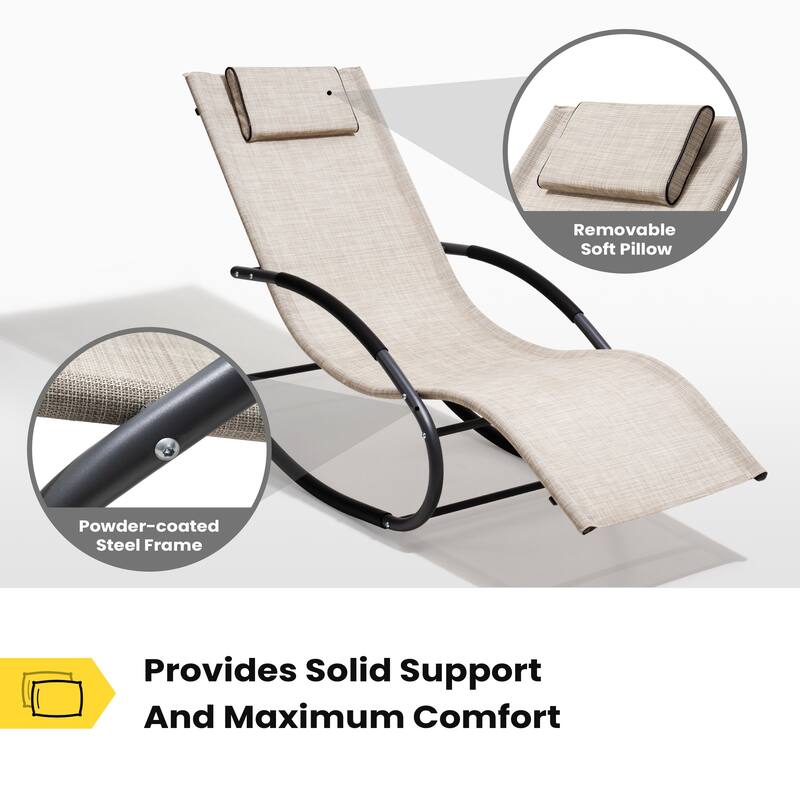 Pellebant Chaise Patio Rocking Chair with Pillow