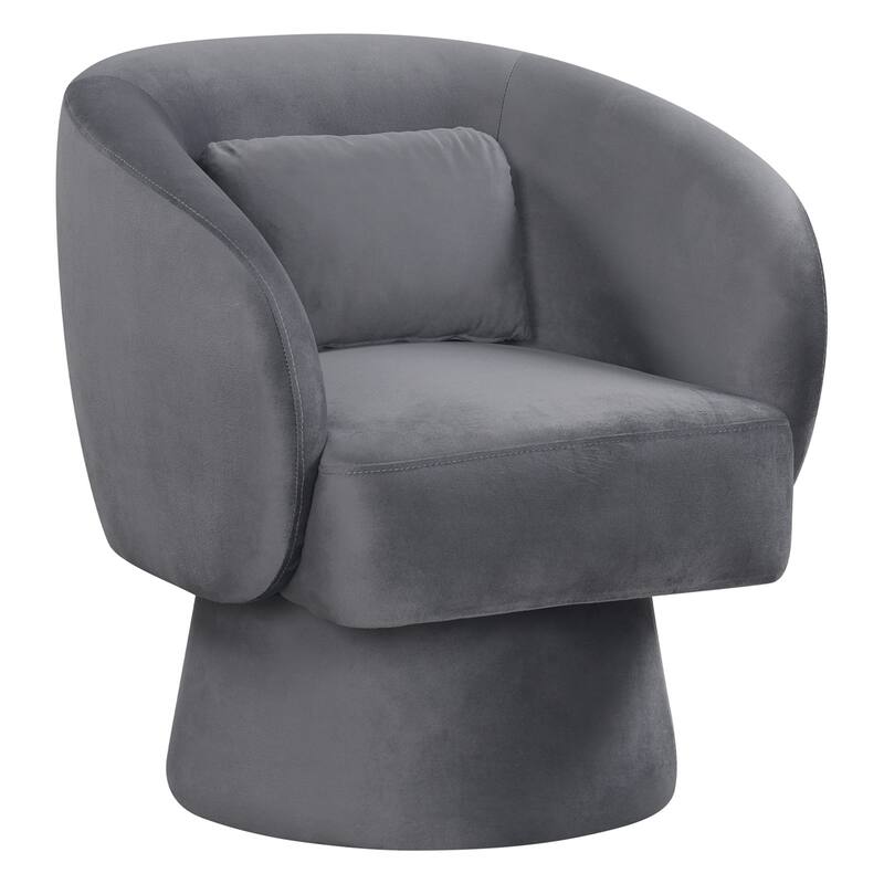 Gymax Swivel Accent Chair w/Curved Back Removable Lumbar Pillow 360