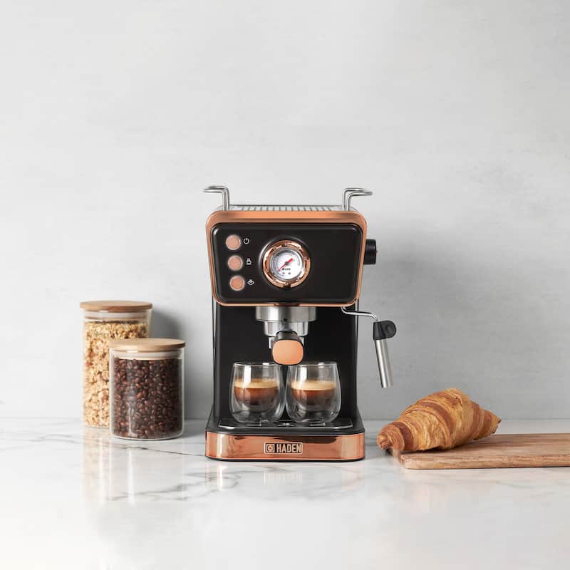 HADEN Barista Brew Espresso Machine - Black and Copper