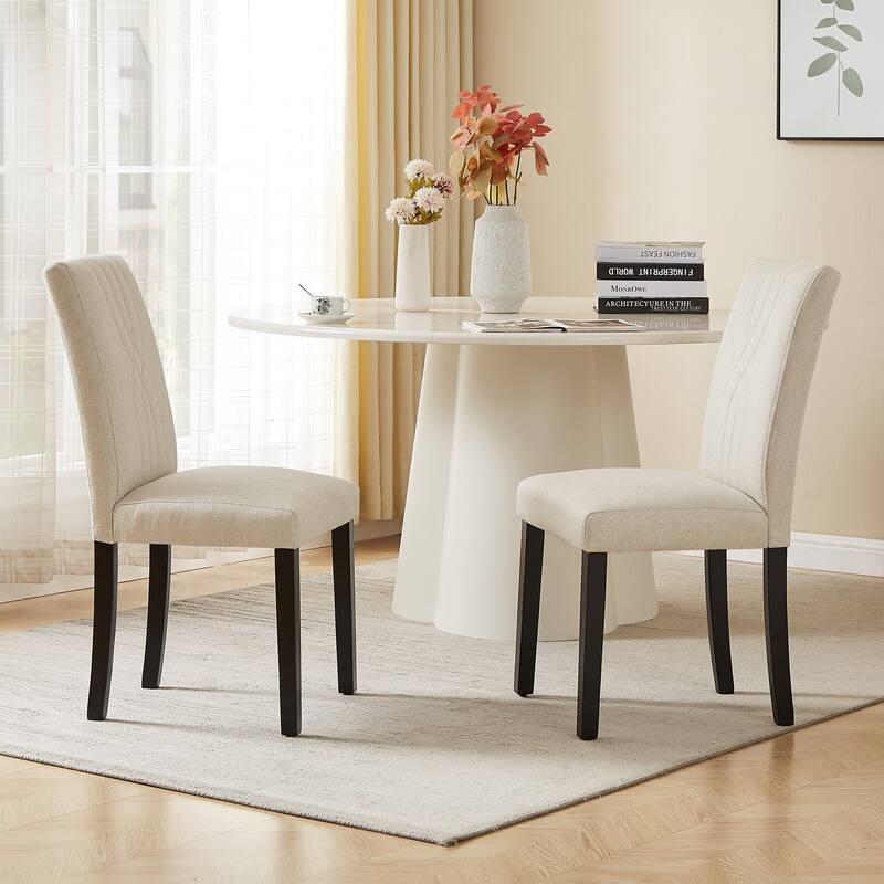 VECELO Upholstered Dining Chairs Set of 4 Modern Fabric and High Back & Solid Wood Legs, Parson Dining Chairs (Set of 4)