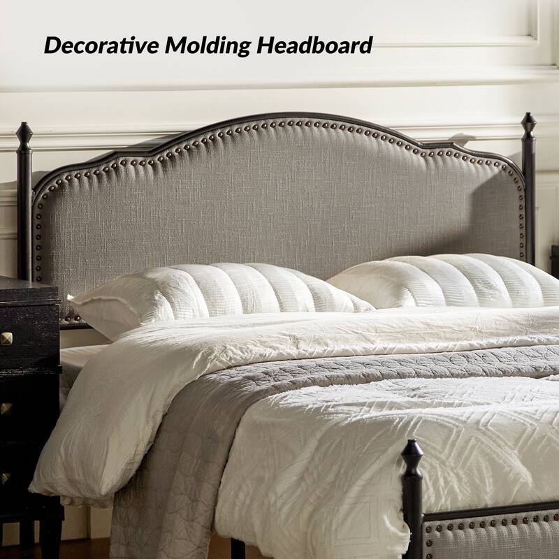 Dimas Modern Queen Size Upholstered Platform Bed with Metal Legs