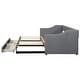 preview thumbnail 34 of 32, Twin XL to King Size Linen Upholstered Daybed with 2 Storage Drawers, Adjustable Trundle, Button-Tufted Backrest