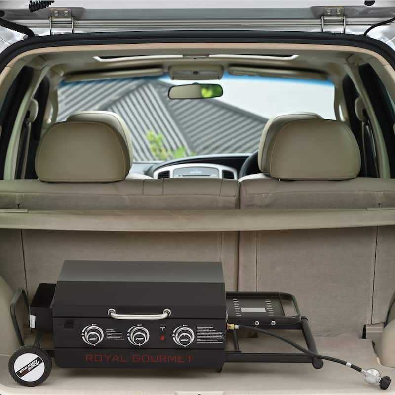 Royal Gourmet Portable 3-Burner Griddle with Collapsible Stand