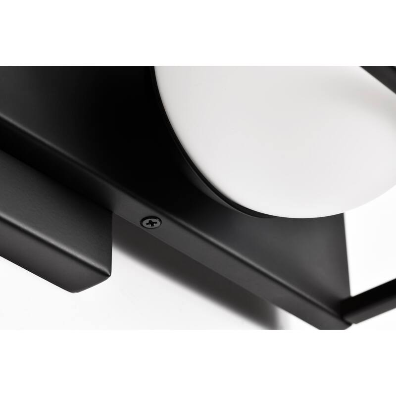 Jenkins 16 Inch 2 Light LED Vanity Matte Black with Frosted Glass