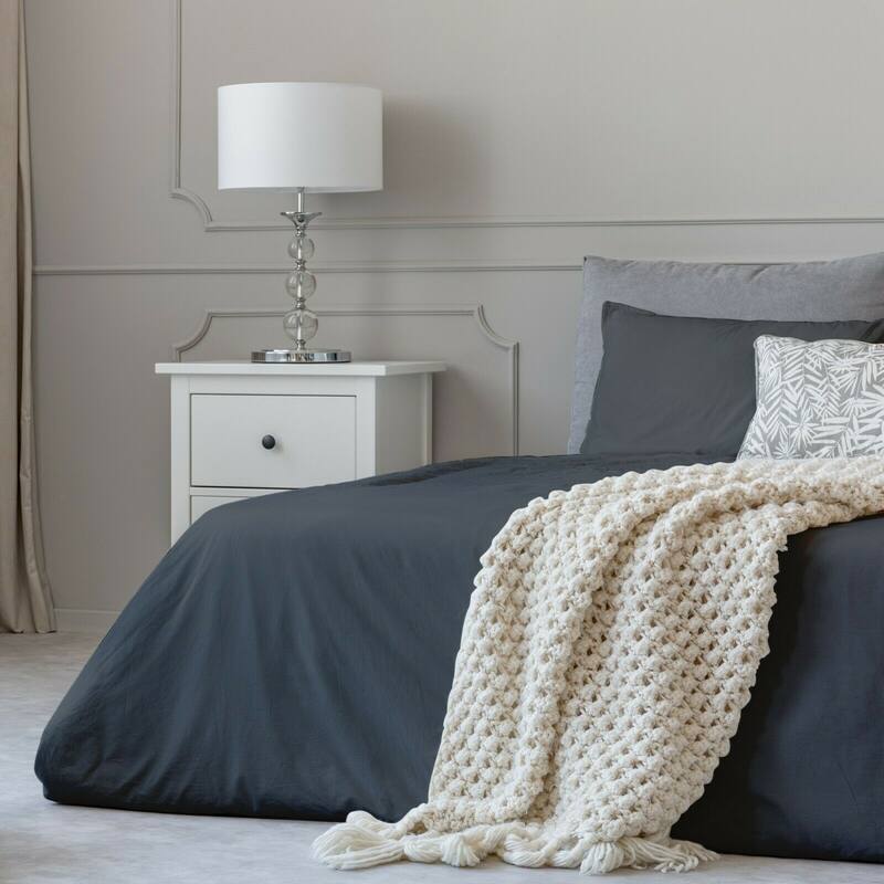1800 Count Cotton Feel Bed Sheet Set Pillowcases Deep Pocket All Sizes - Grey - King