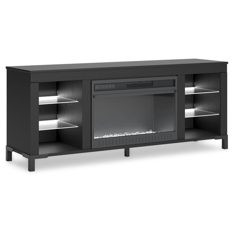 Signature Design by Ashley Cayberry Black 60" TV Stand for TVs up to 69" with Electric Fireplace