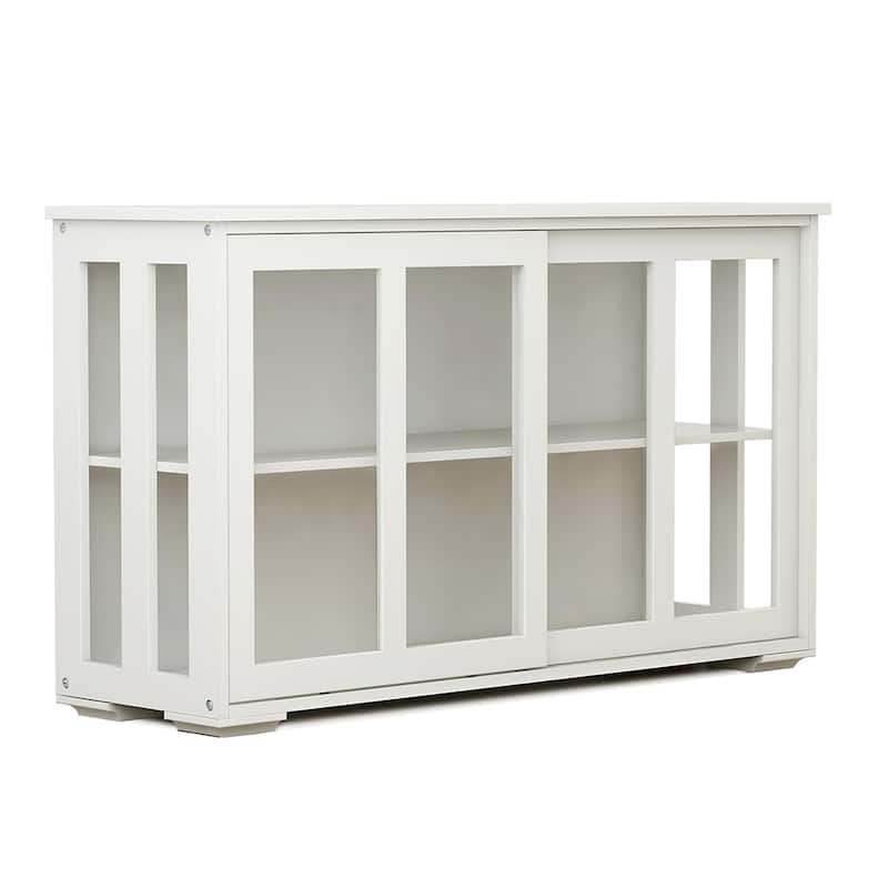 Sideboard Buffet Cabinet, Cupboard Storage Table with Shelf & Glass Sliding Doors, Wood Bar Cabinet - 41.93“W